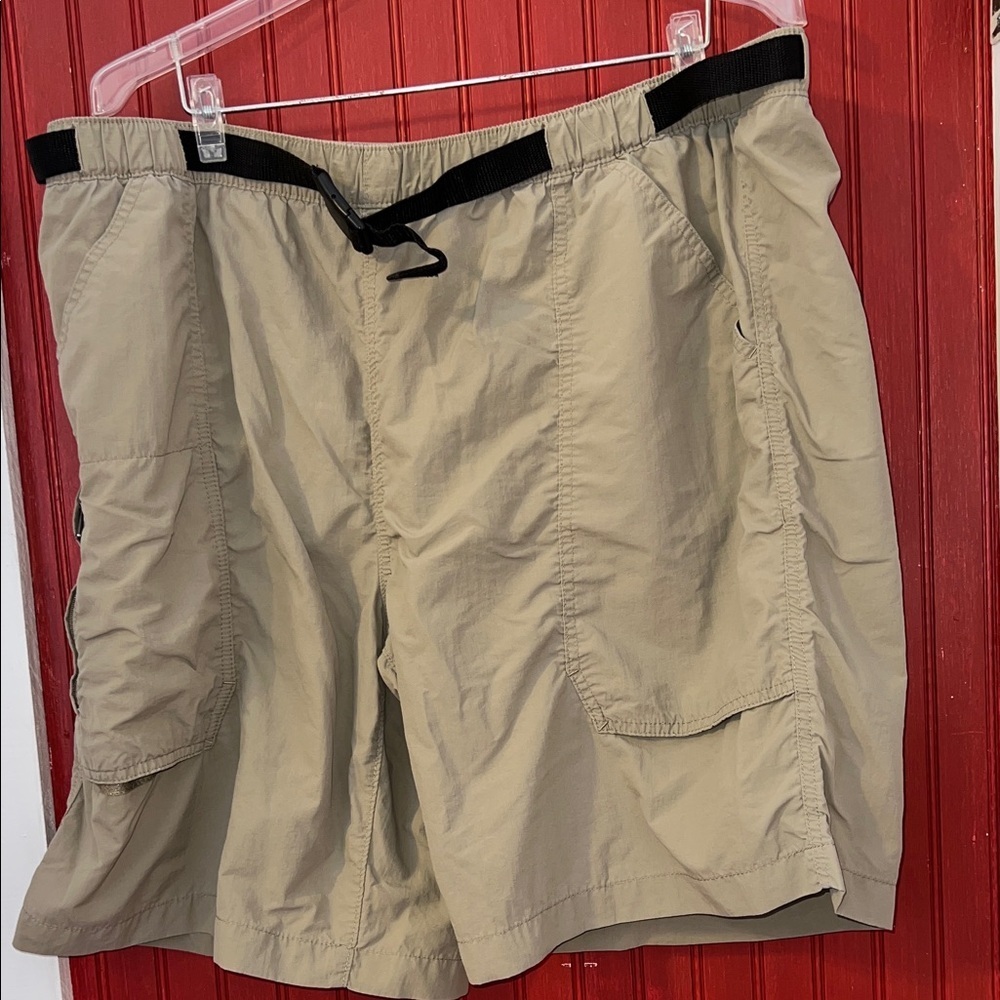 Eddie Bauer Travex Cargo Shorts Mens Size 40 Khaki Hiking Outdoor Nylon Belt